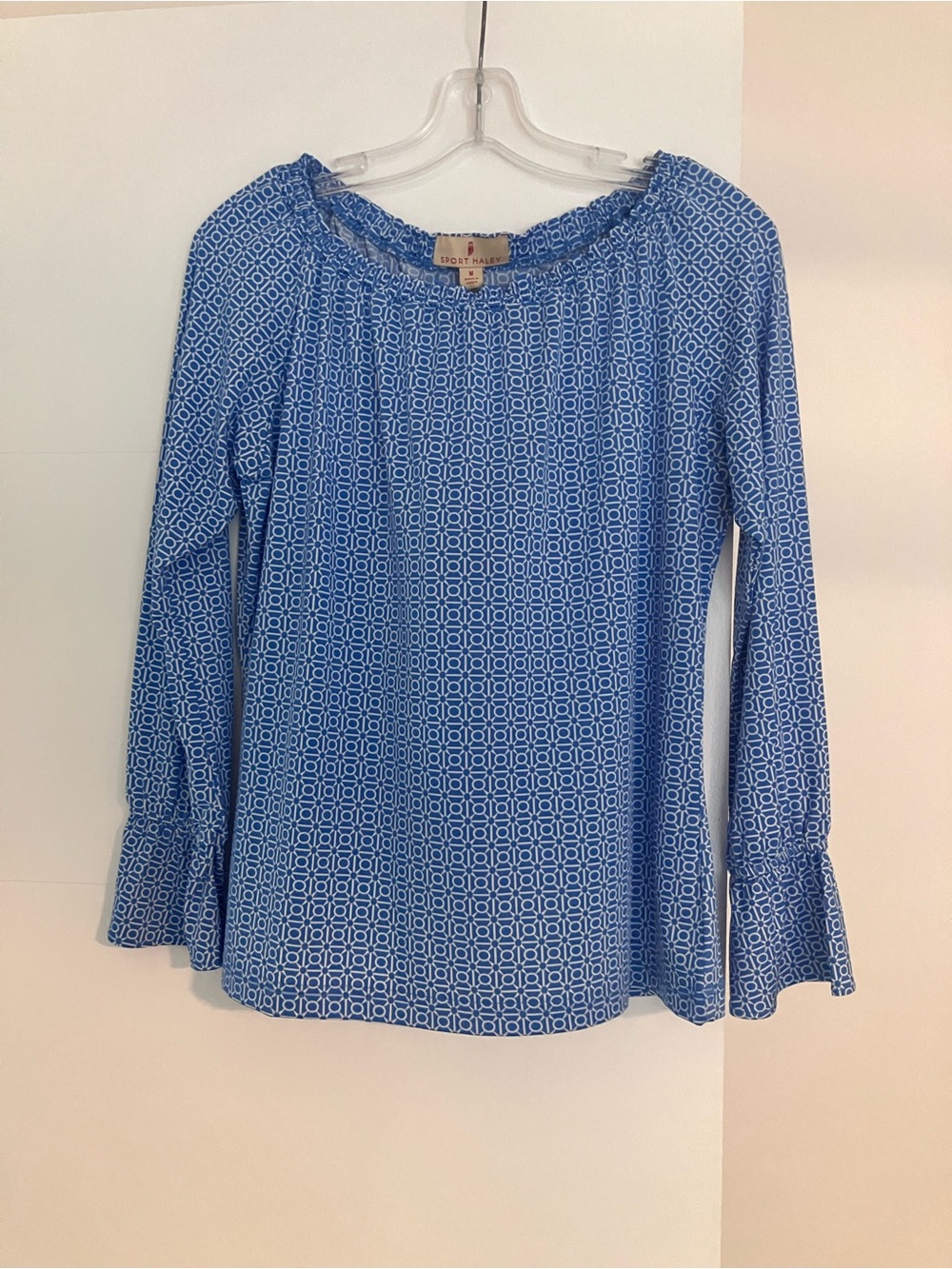 Sport Haley Blue Geometric Off-Shoulder Blouse